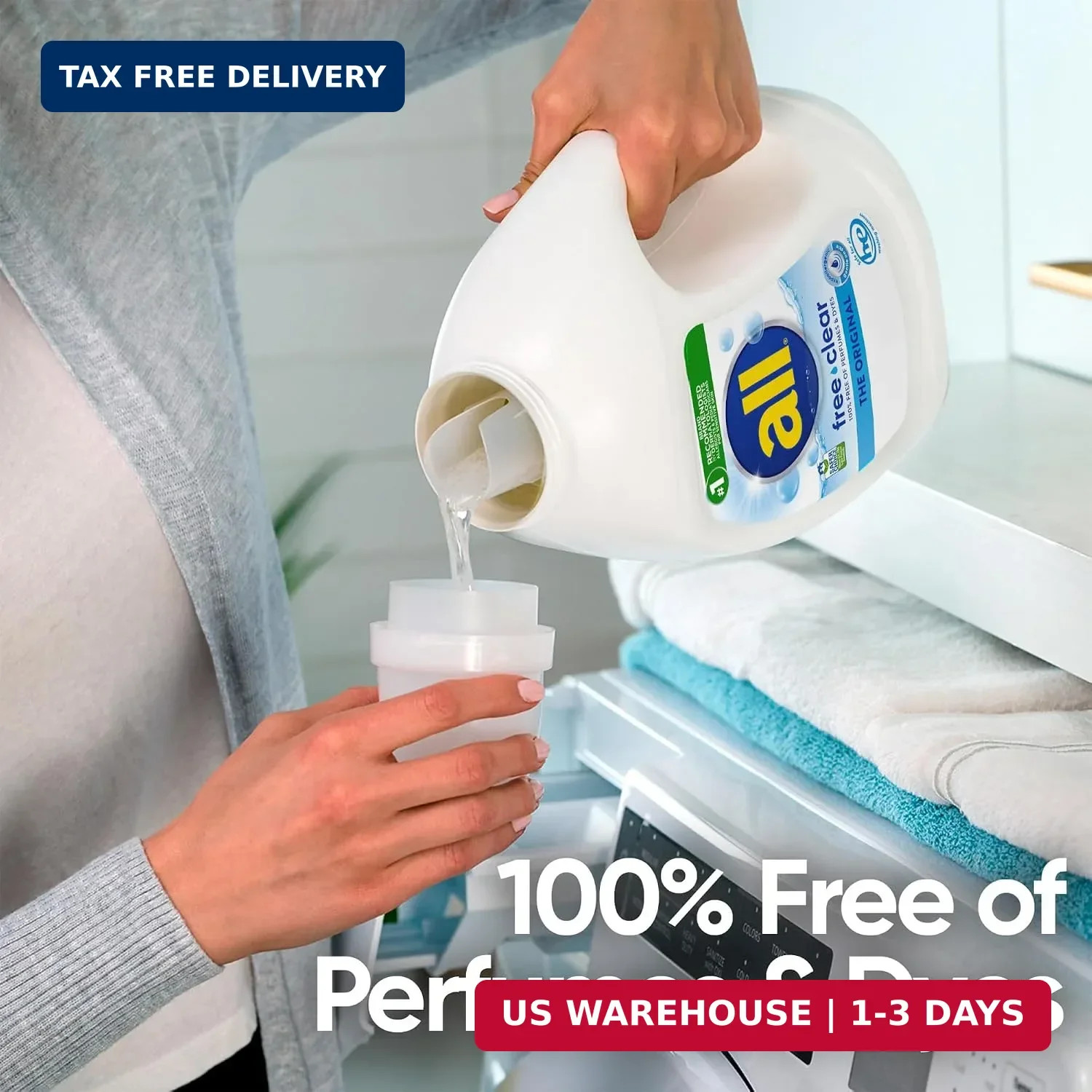 all Liquid Laundry Detergent Free Clear, 118 Ounce, 94 Loads | Controls static c