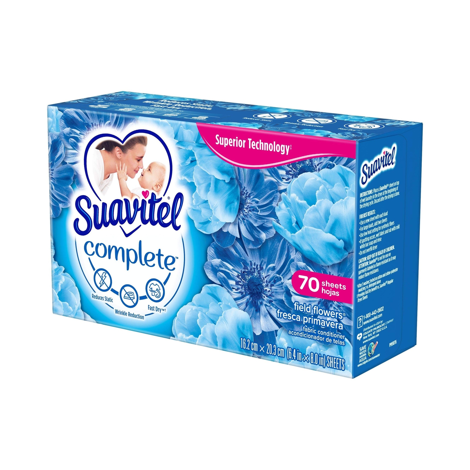 SUAVITEL Complete Dryer Sheets, Field Flowers, 420 Sheets Total (70 Sheets|Ca…
