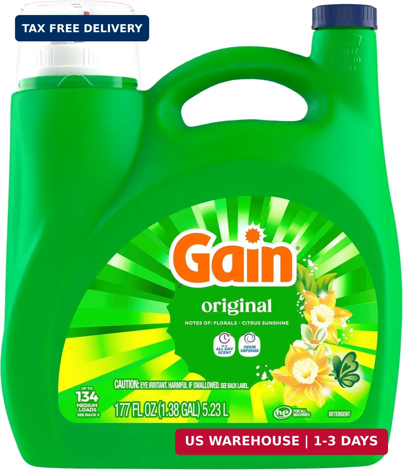 Liquid Laundry Detergent with Odor Defense, Original Scent, For HE Washing