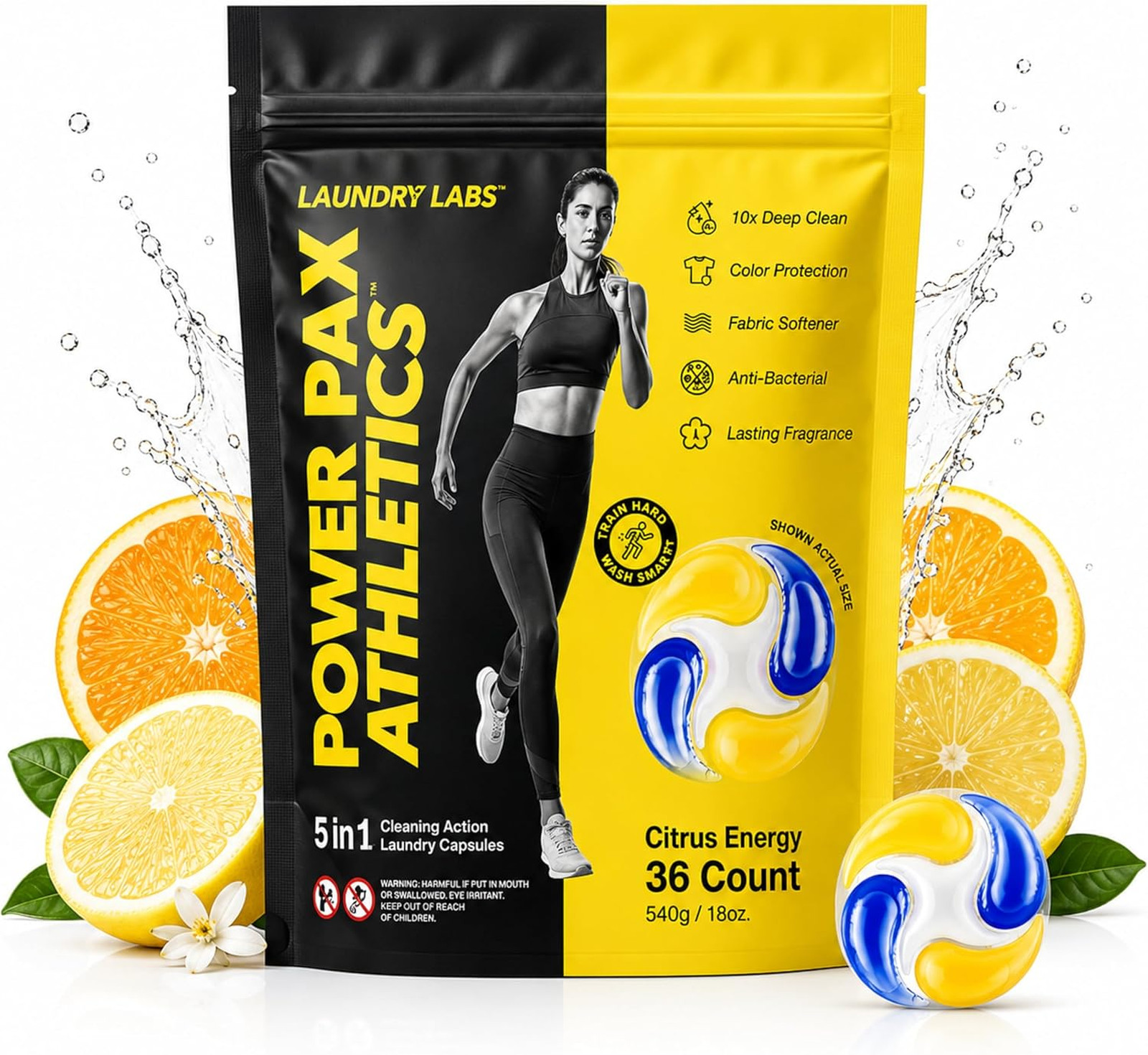 Laundry Detergent Pods 5 in 1 Enzyme Stain Odor Remover for Activewear HE