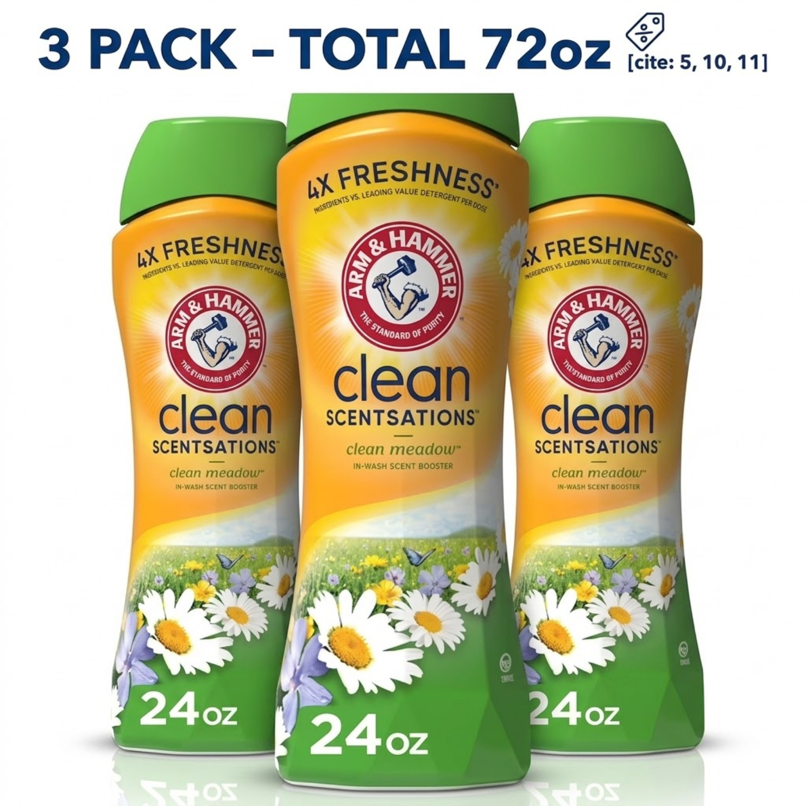 Arm & Hammer Clean Scentsations Scent Booster – Clean Meadow – 24oz (3 Pack)
