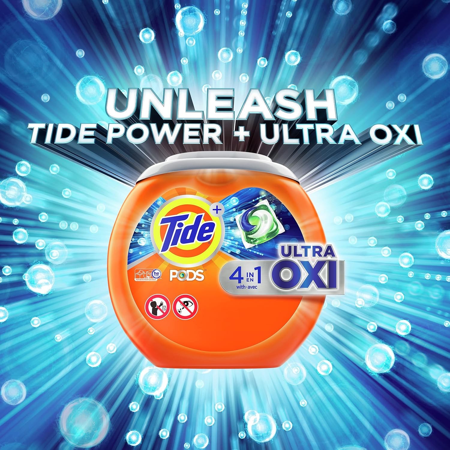 Tide 4-n-1 Ultra Oxi PODS Laundry Detergent Pacs, 57 57 Count (Pack of 1)