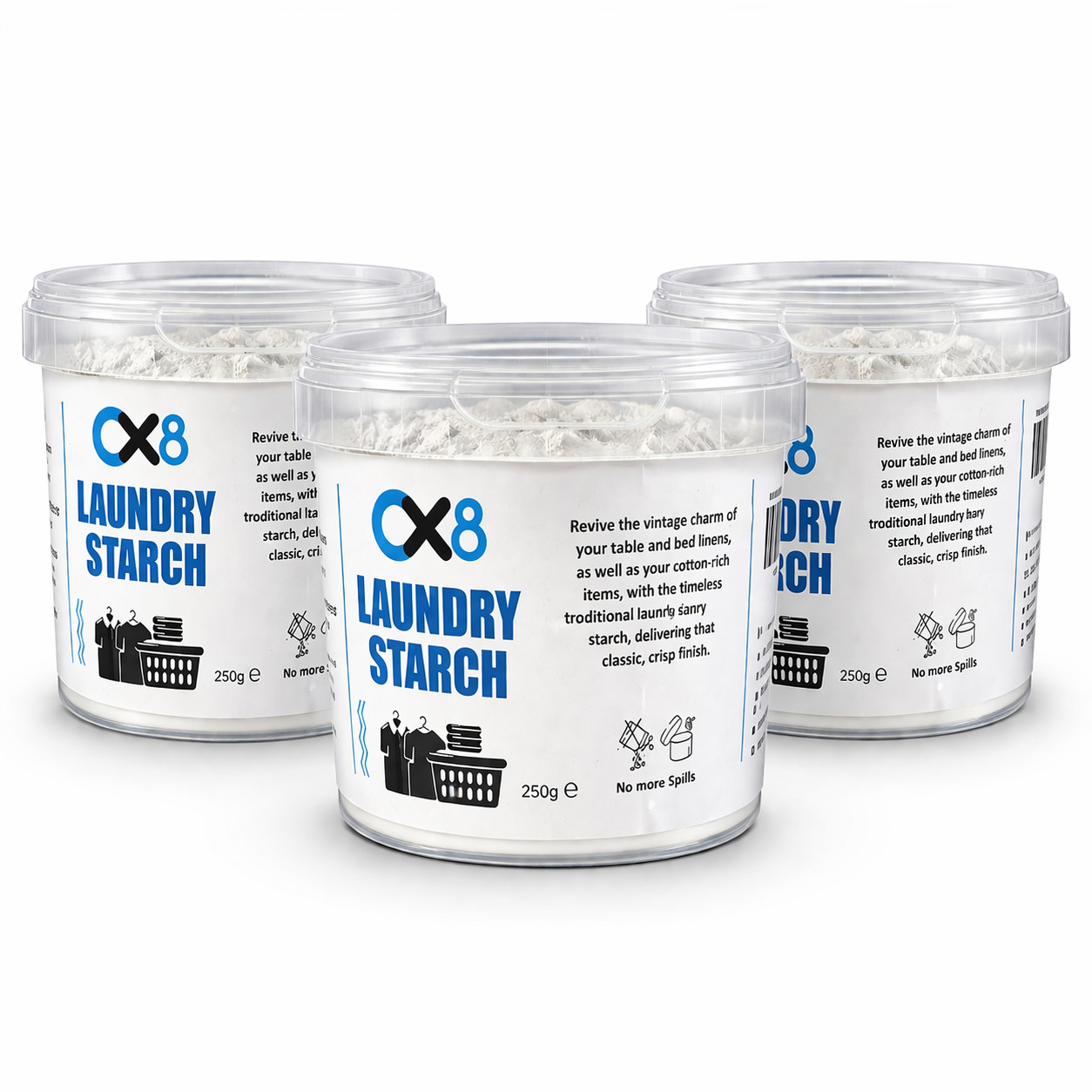 Laundry Starch 250g 3 Pack Crisp Finish Fabric Starch Shirts Table Linen