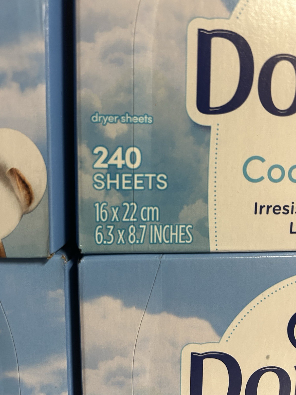 Downy Dryer Sheets Laundry Fabric Softener Cool Cotton 240 Count (4 PACK)