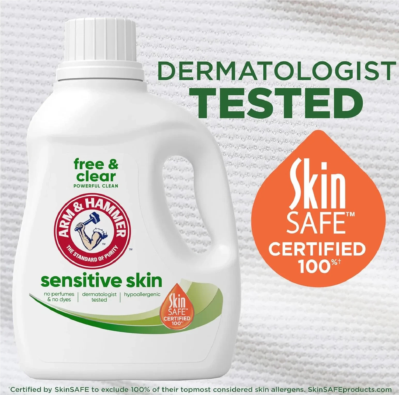 ARM & HAMMER Sensitive Skin Free & Clear Liquid Laundry Detergent, 105 fl oz, 10