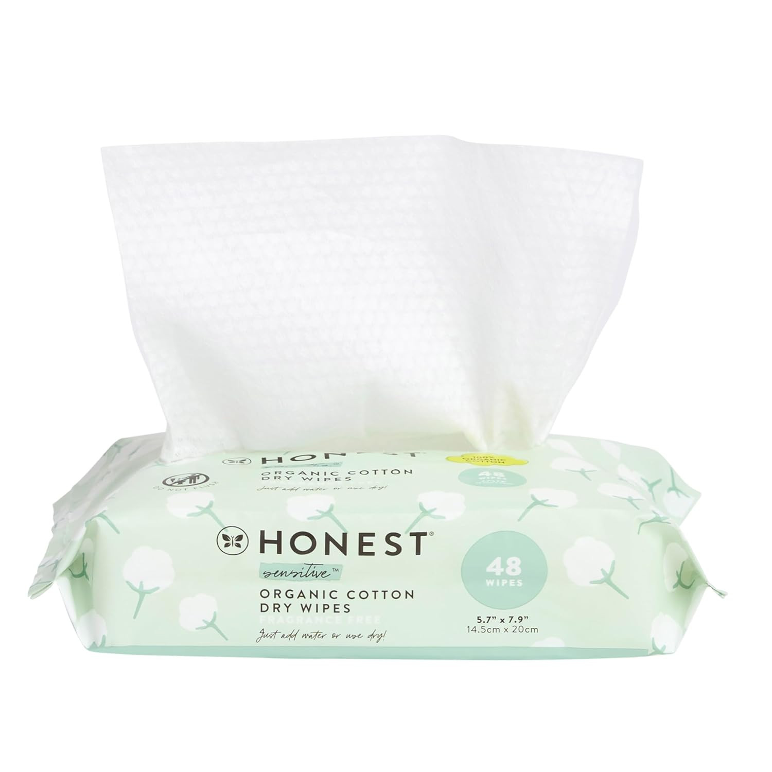 100% Pure Organic Cotton Dry Wipes | Multi-Use Disposable Facial Cloth and Baby