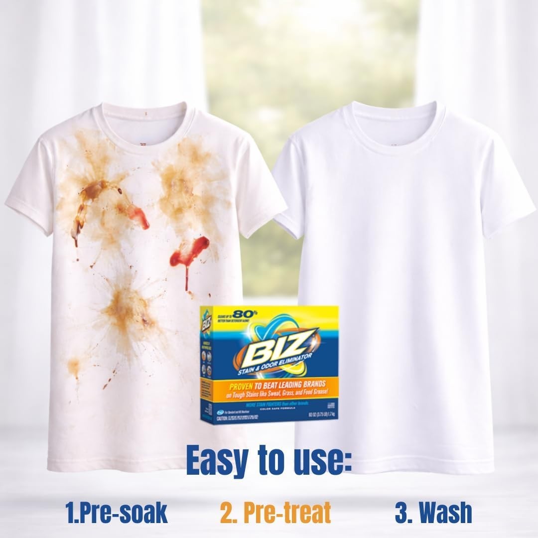 BIZ Laundry Powder Booster 60 oz Pack of 2 Stain Remover HE Safe Chlorine Free
