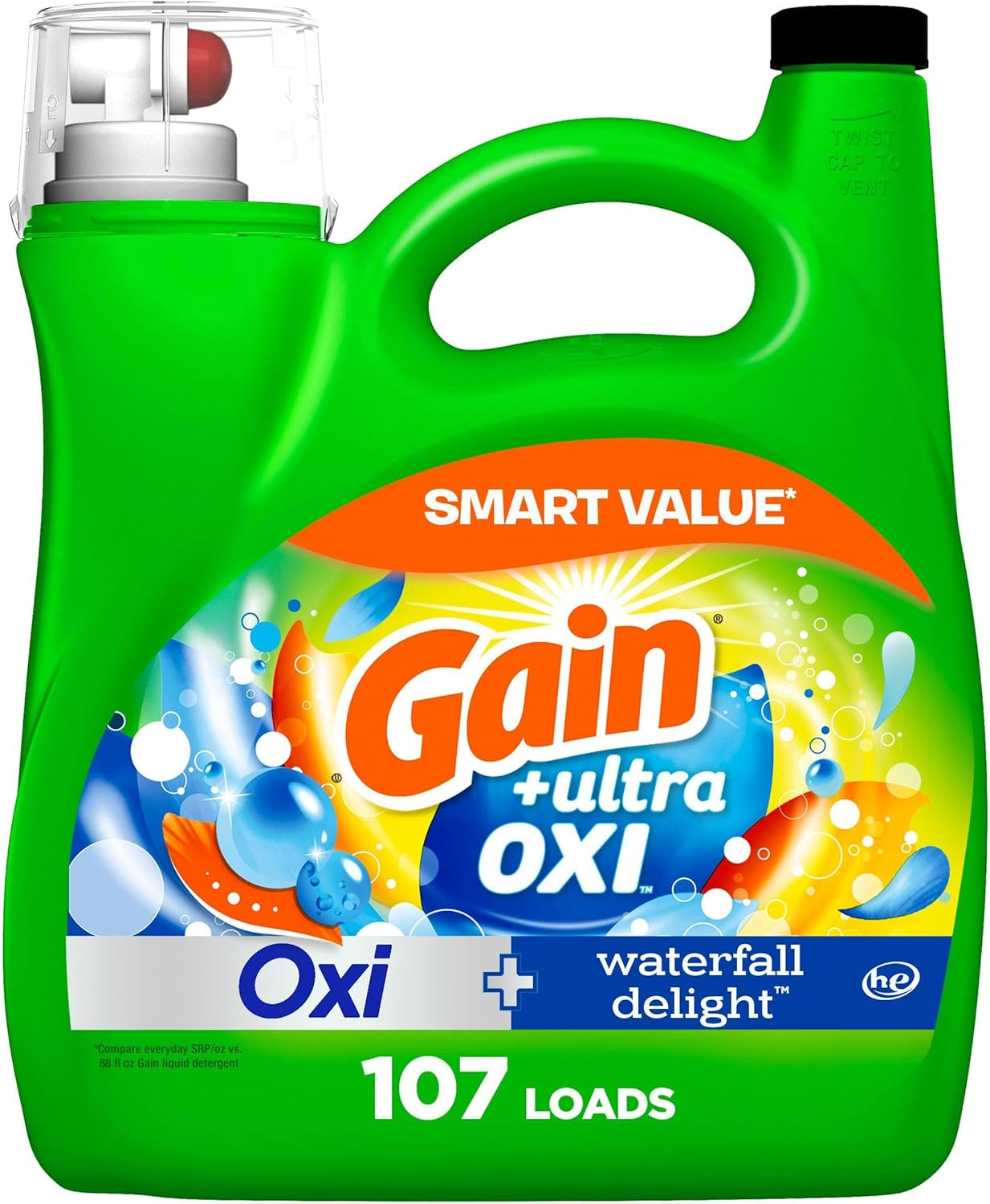 Ultra Oxi Liquid Laundry Detergent, Waterfall Delight, 154 Fl Oz, 107 Load