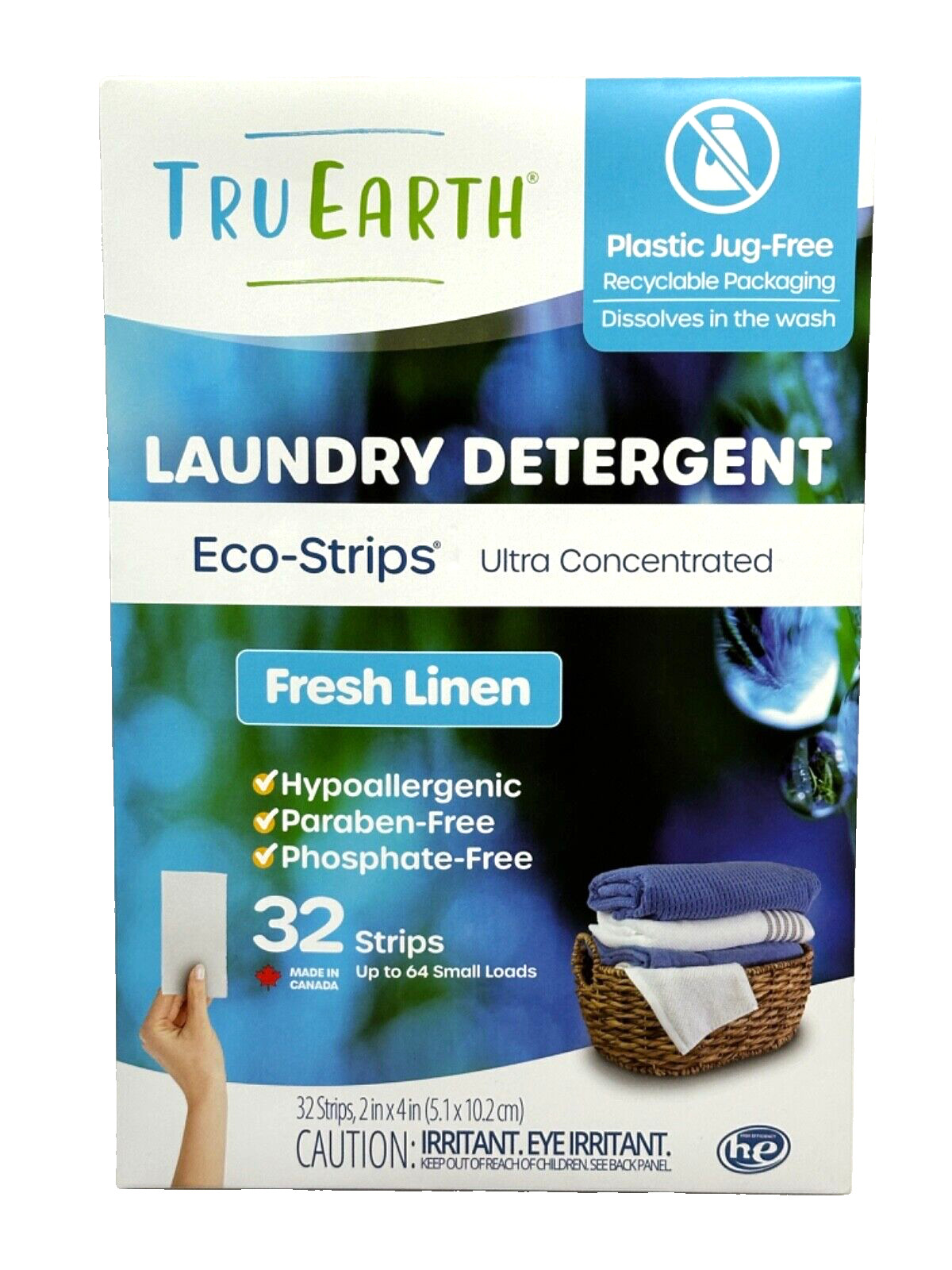 TRUEARTH FRESH LINEN LAUNDRY DETERGENT ECO-STRIPS ULTRA CONCENTRATED 32 STRIPS