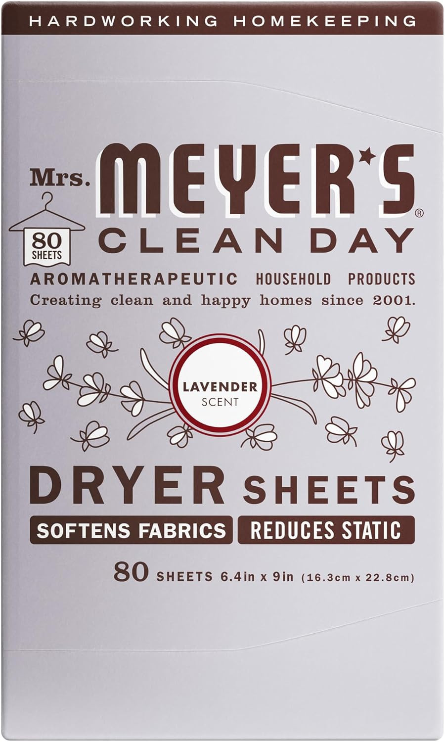 MRS. MEYER’S CLEAN DAY Dryer Sheets, Lavender, 80 Ct