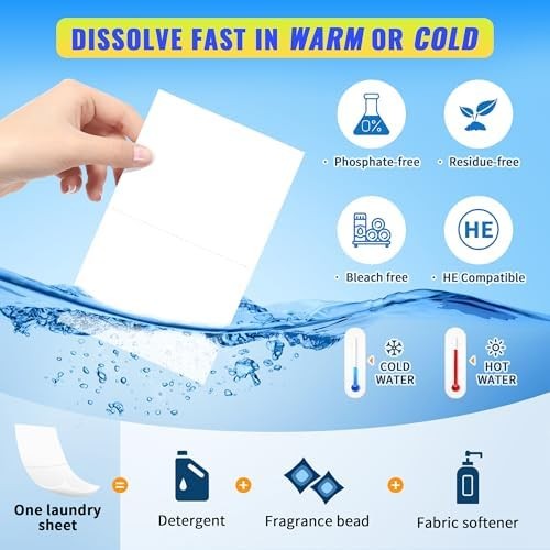 Laundry Detergent Sheets – 200 Loads (100 Sheets) Fresh Linen Scent – Hypoall…
