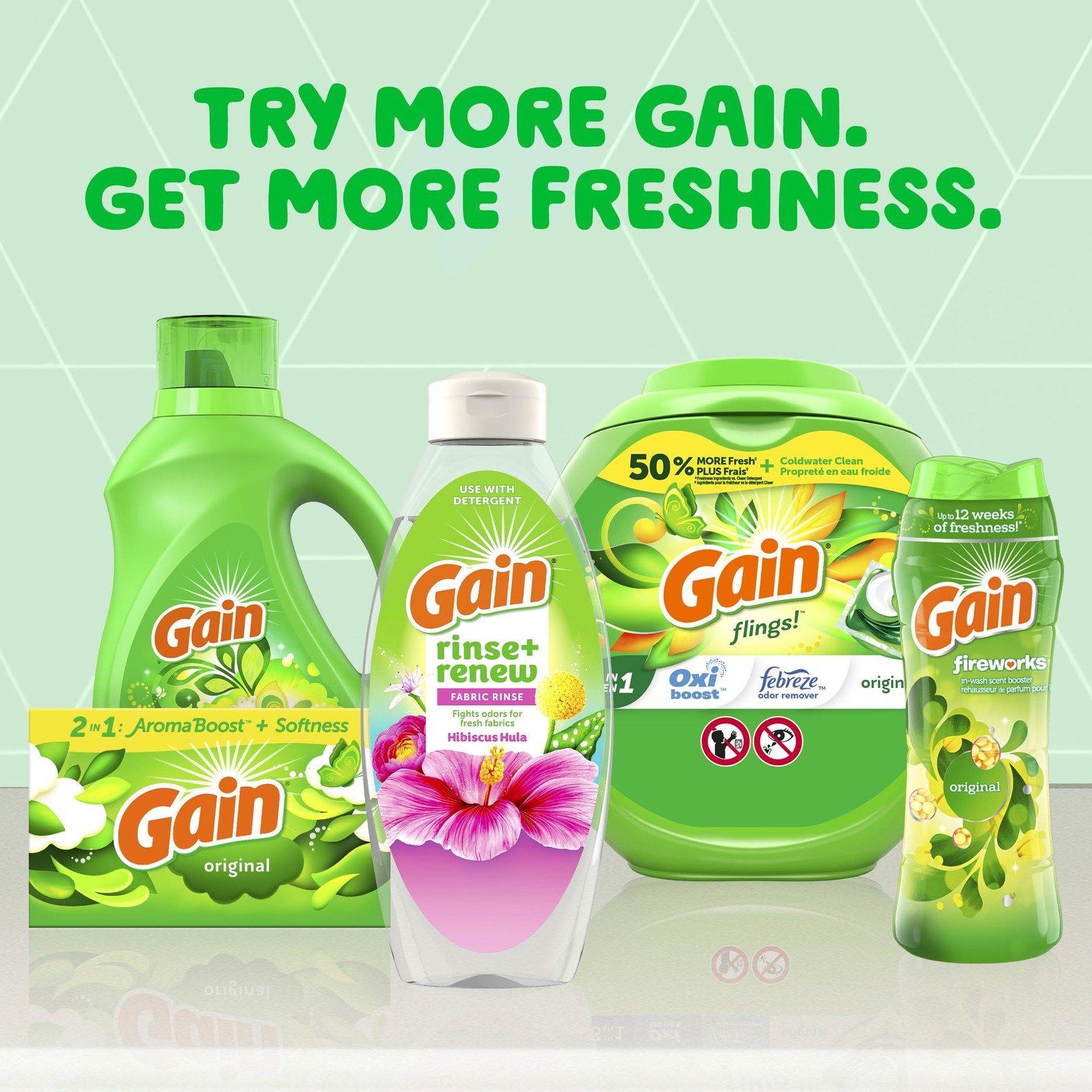 Gain Rinse and Renew Fabric Rinse, Hibiscus Hula, 48 fl 48 Fl Oz (Pack of 1)