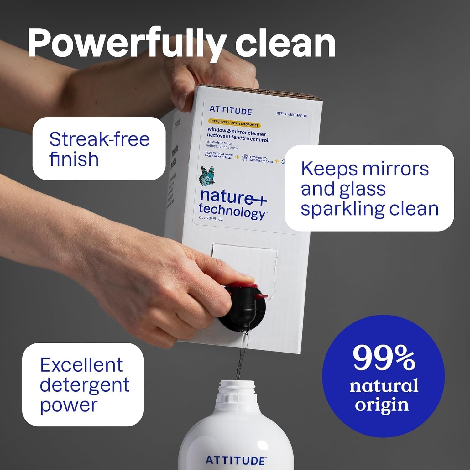 ATTITUDE Window and Mirror Cleaner, EWG Verified, Plant- and Mineral-Based In…