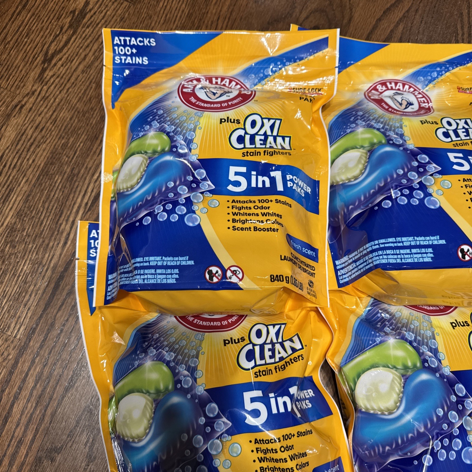 4x Arm & Hammer 5-in-1Detergent Pacs Fresh Scent 42 Count Stain Remover Power