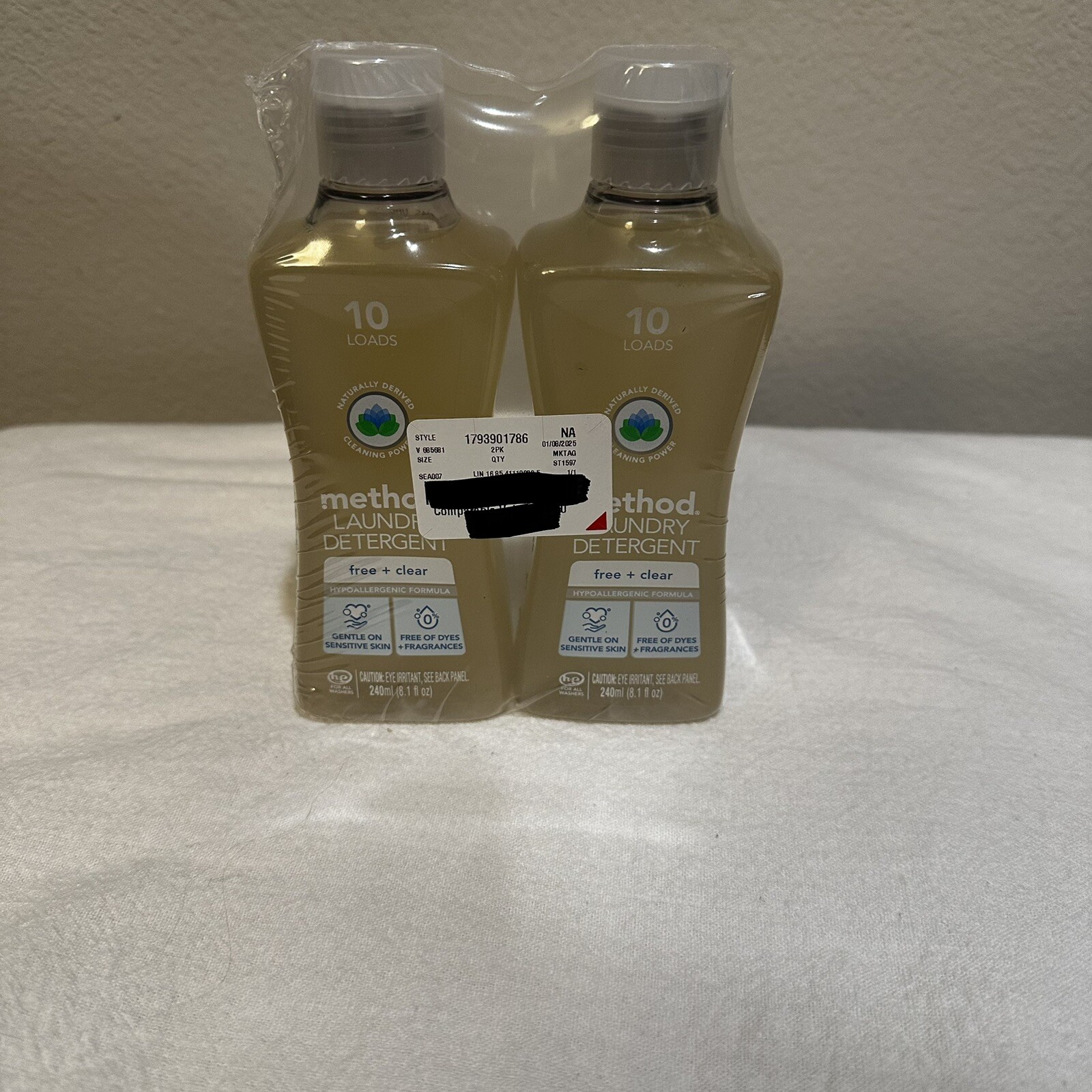 Method Concentrated Free & Clear Liquid Laundry Detergent 8.1oz, 2 Bottles