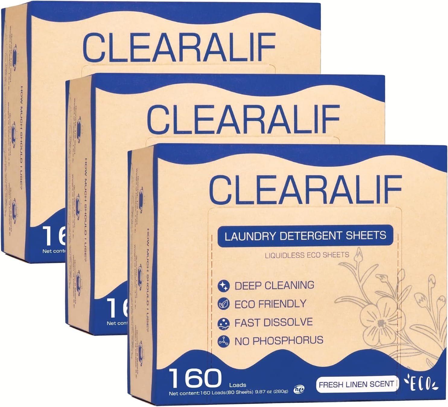 CLEARALIF Laundry Detergent Sheets 480 Loads, Fresh Linen,Great For Travel,Ap…