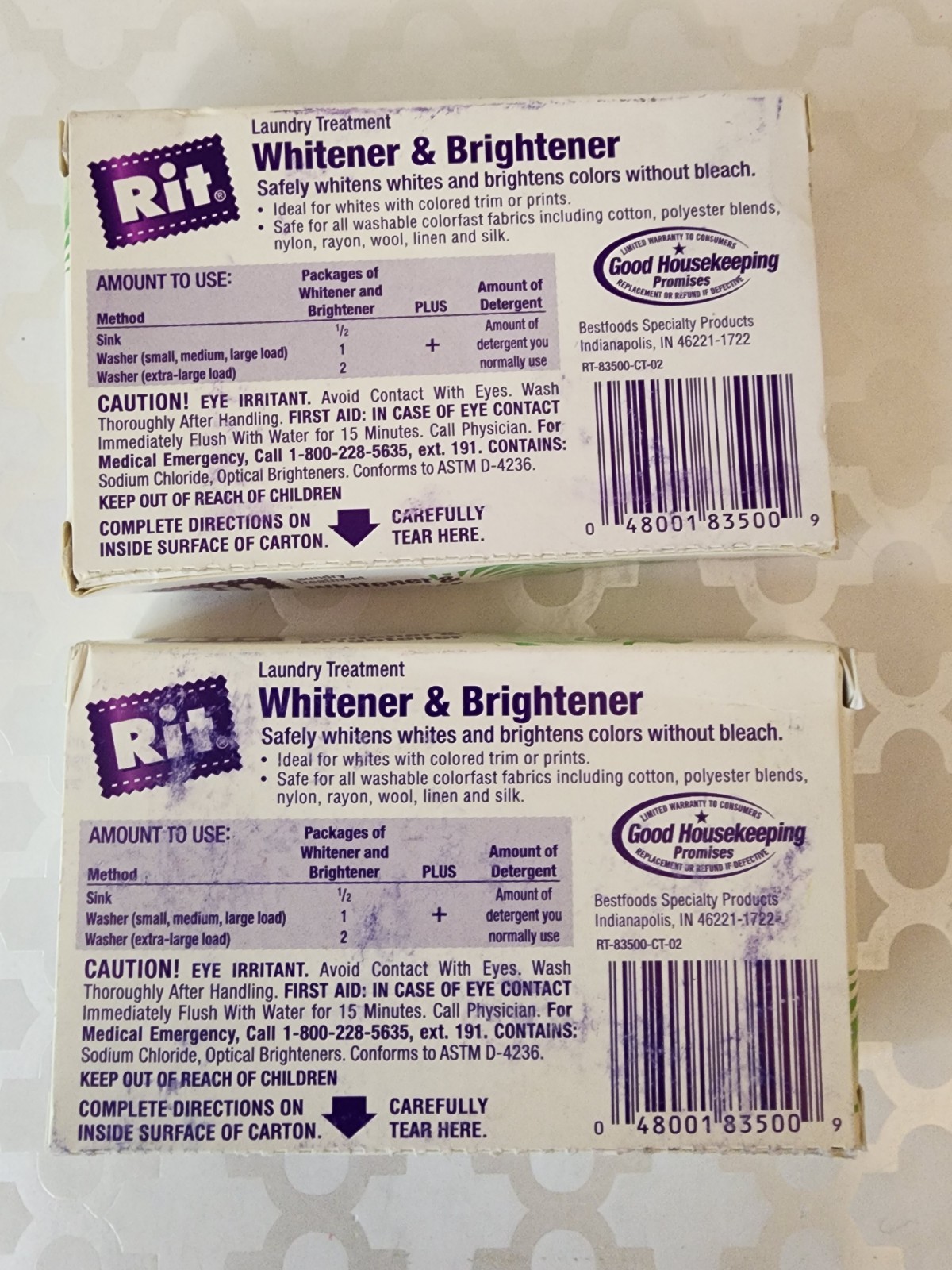 2PK Rit Laundry Treatment Whitener & Brightener Powder 1oz For Whites & Colors