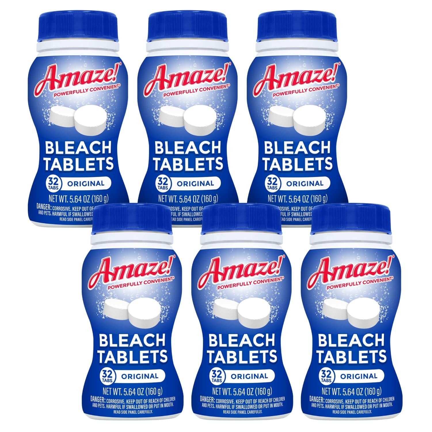 Bleach Tablets 6 Bottles – Ultra Concentrated, Original Scent – No Splash