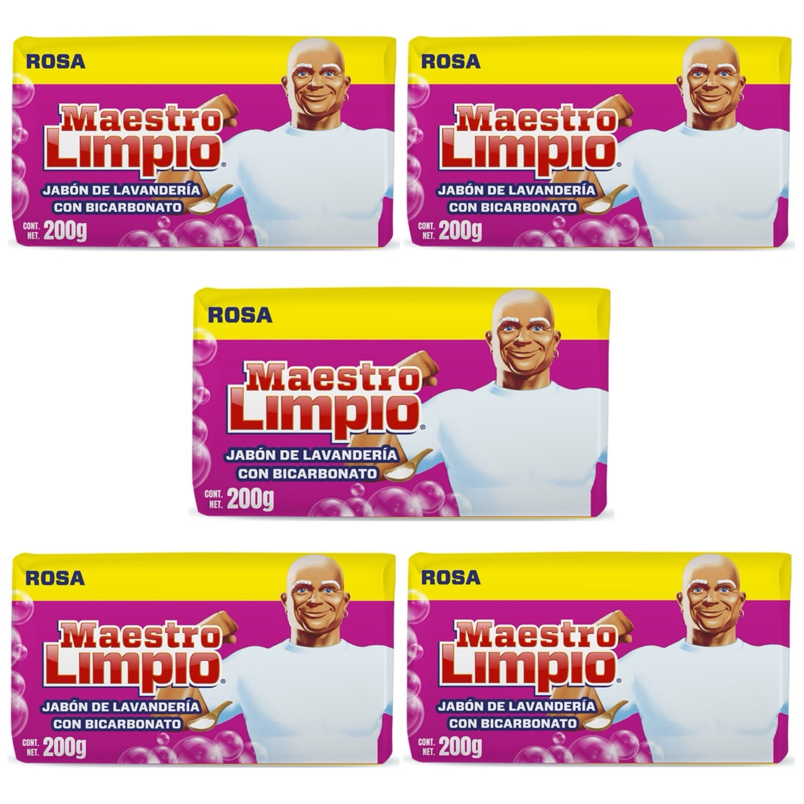 5X Maestro Limpio Rosa 🇲🇽 Bar Laundry Soap, 200g, 5 Pack