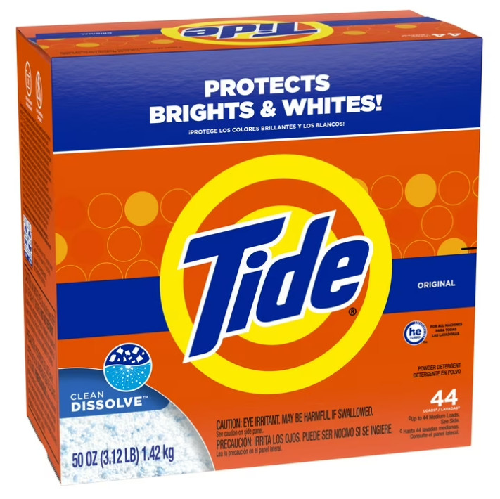 4 Box Tide Powder Laundry Detergent, Original Scent, 50 oz, 44 Loads Box