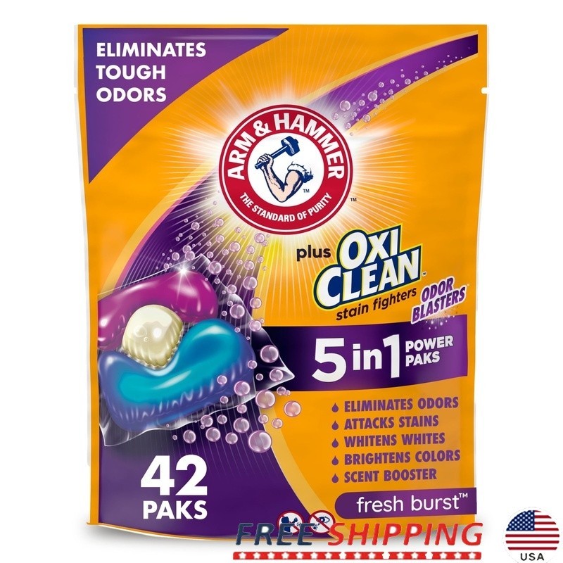 OxiClean Odor Blasters 5-in-1 Laundry Detergent Power Paks Fresh Burst, 42 Ct
