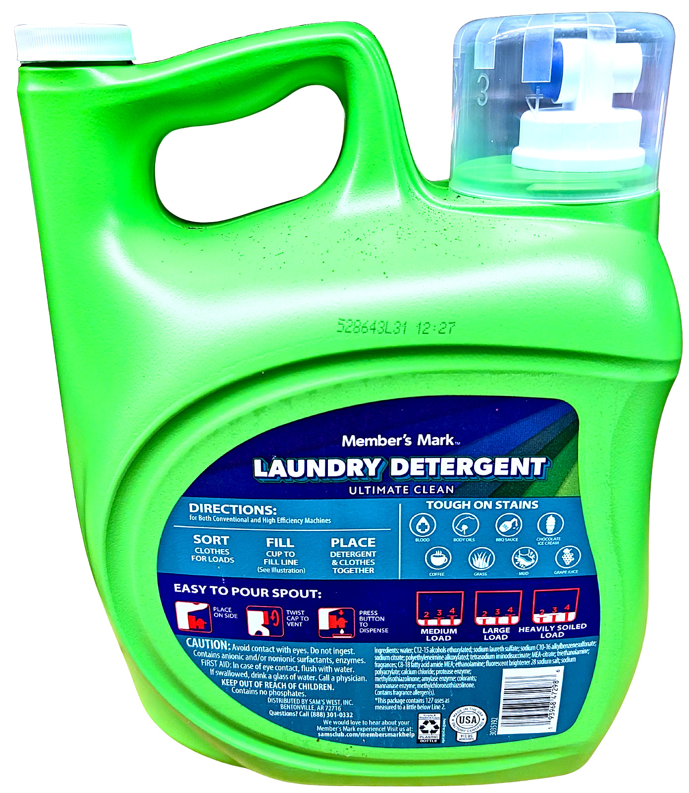 Member’s Mark Liquid Laundry Detergent Paradise Splash 127 Loads 196 Fl Oz