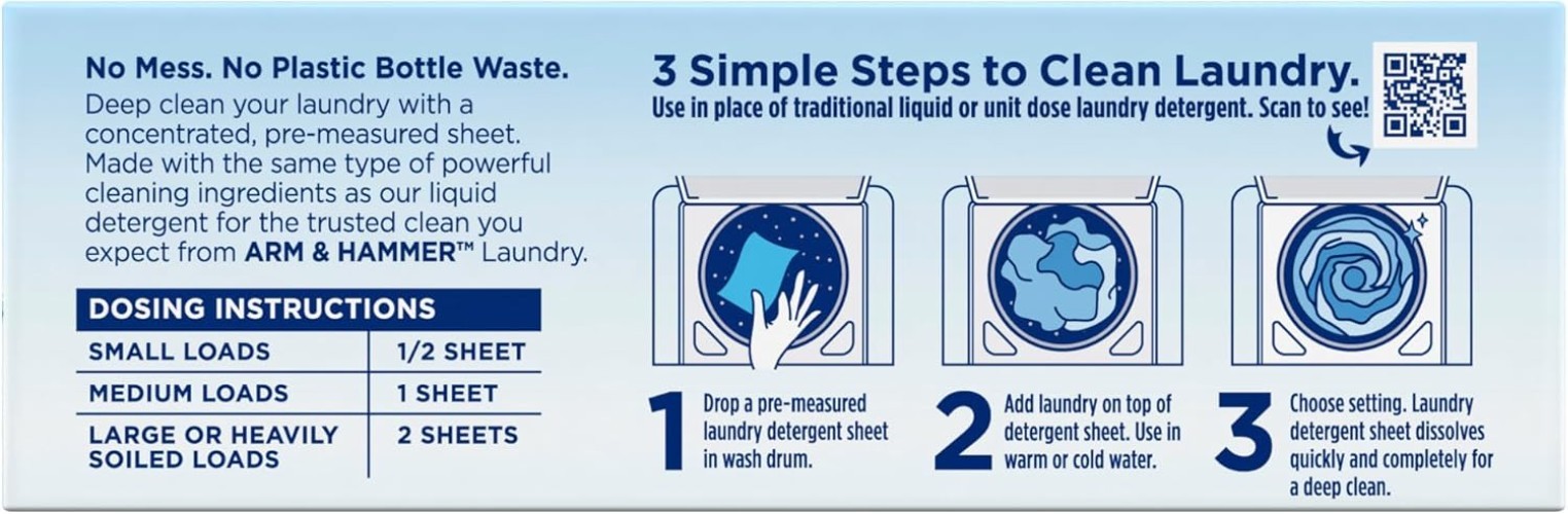 Compact Eco-Friendly Laundry Detergent Sheets – 50 Count, 5-in-1 Cleaning Power