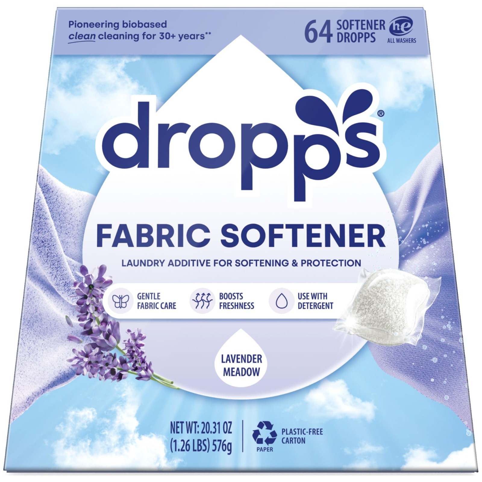 Lavender Meadow Fabric Softener Pods (64 Count) – Eco-Friendly, Soft & Fluffy Fa