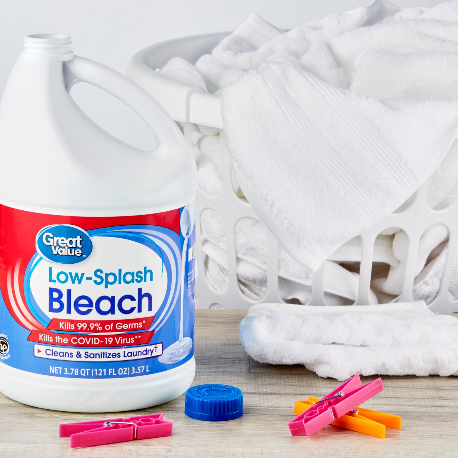 Great Value Low Splash Bleach Regular, 121 oz (Pack-2)