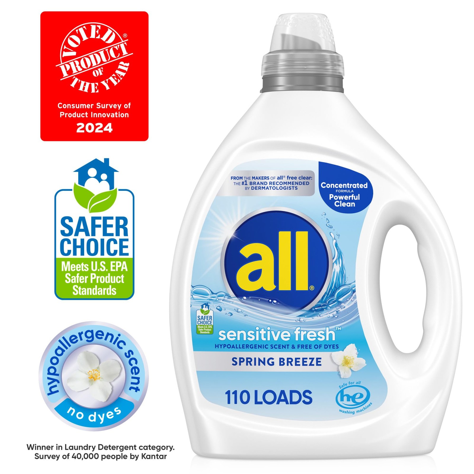 all Sensitive Fresh Spring Breeze 82.5 Fl Oz (Pack of 1),