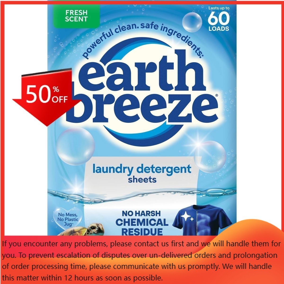 Earth Breeze Fresh Scent Laundry Detergent Sheets – 60 Loads