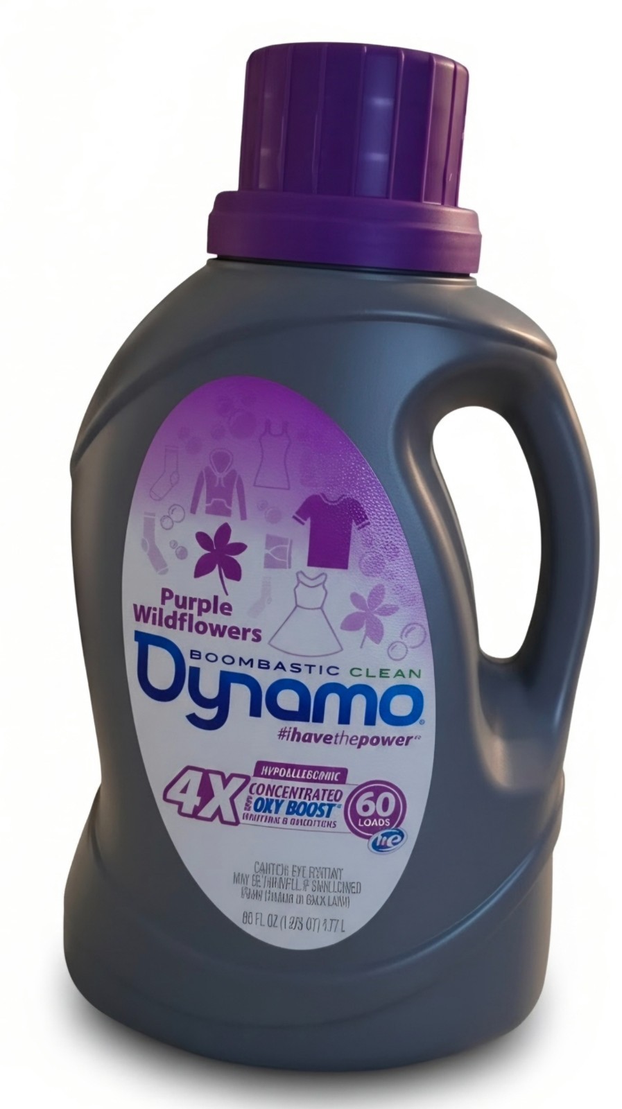 Dynamo Laundry Detergent Purple Wildflowers HE Oxy Boost Hypoallergenic 60 Loads