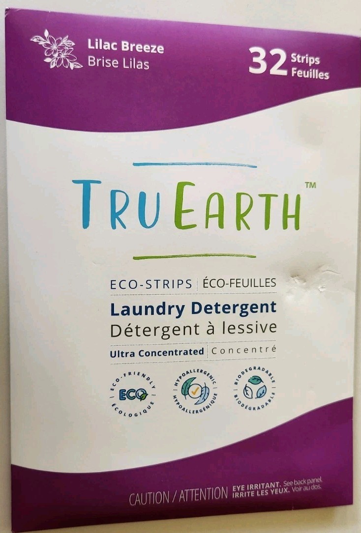 Tru Earth Eco Laundry Strips 32 Count Compact Powerful Lilac Breeze College Kids