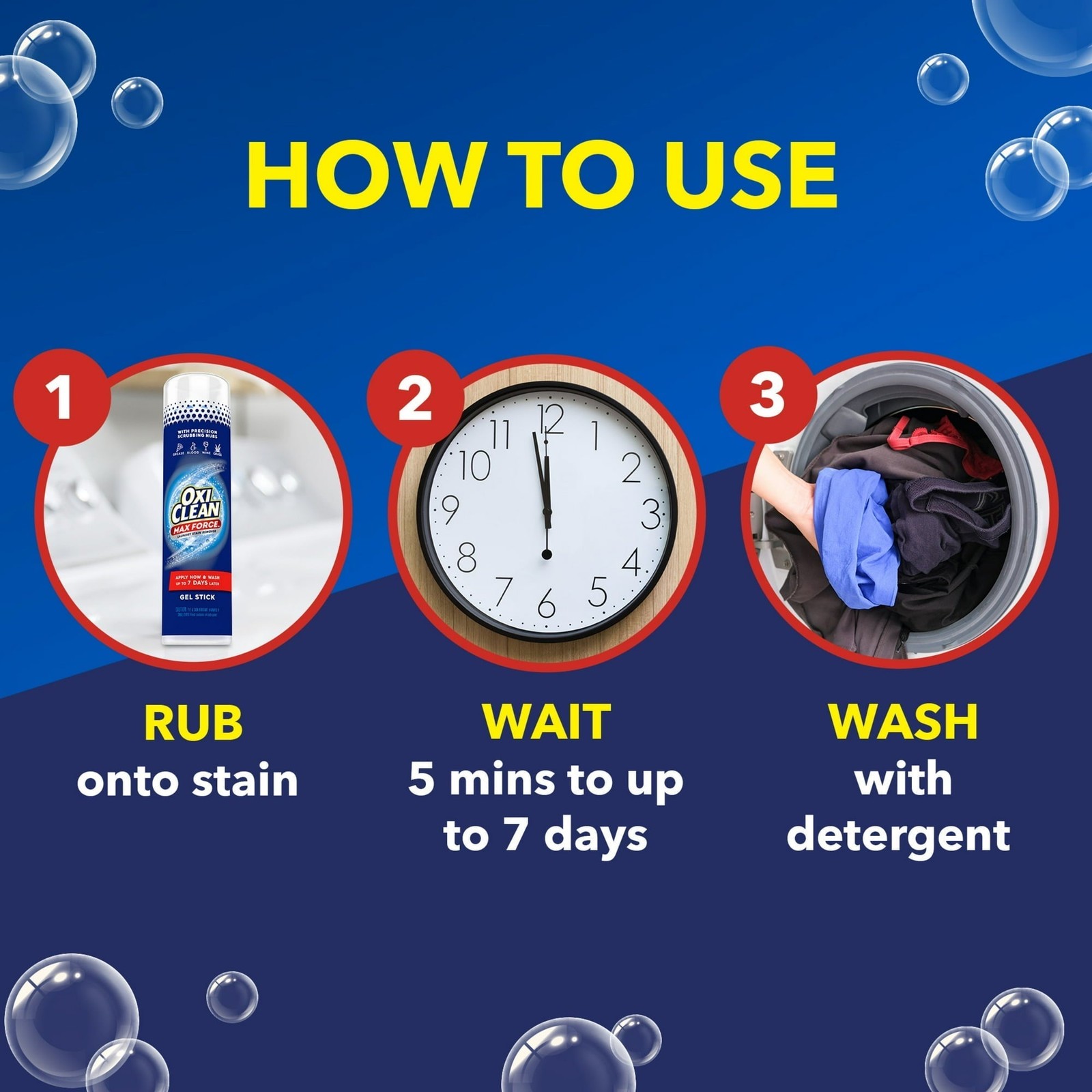 OxiClean MaxForce 5 in 1 Stain and Power Spot Remover Gel Stick 6.2oz (3 Pack)