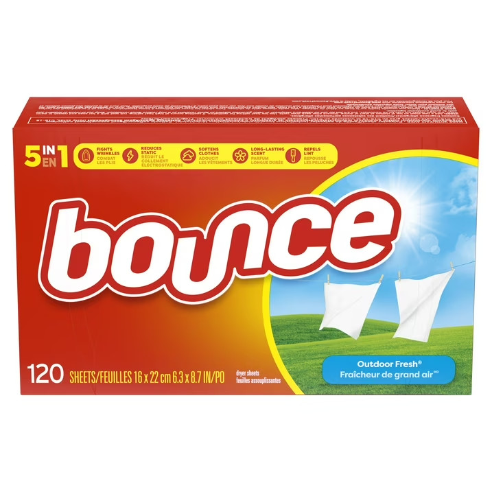 2Pack – Bounce Fabric Softener Dryer Sheets, Outdoor Fresh Scent, 120 Count