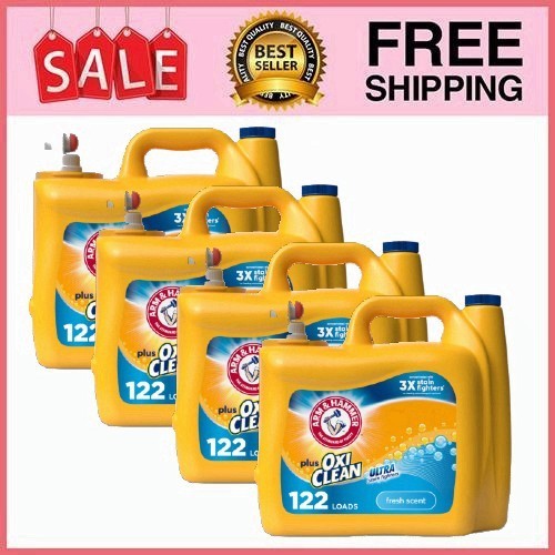 4 Pack Plus OxiClean Ultra Stain Fighters Liquid Laundry Detergent, Fresh Scent