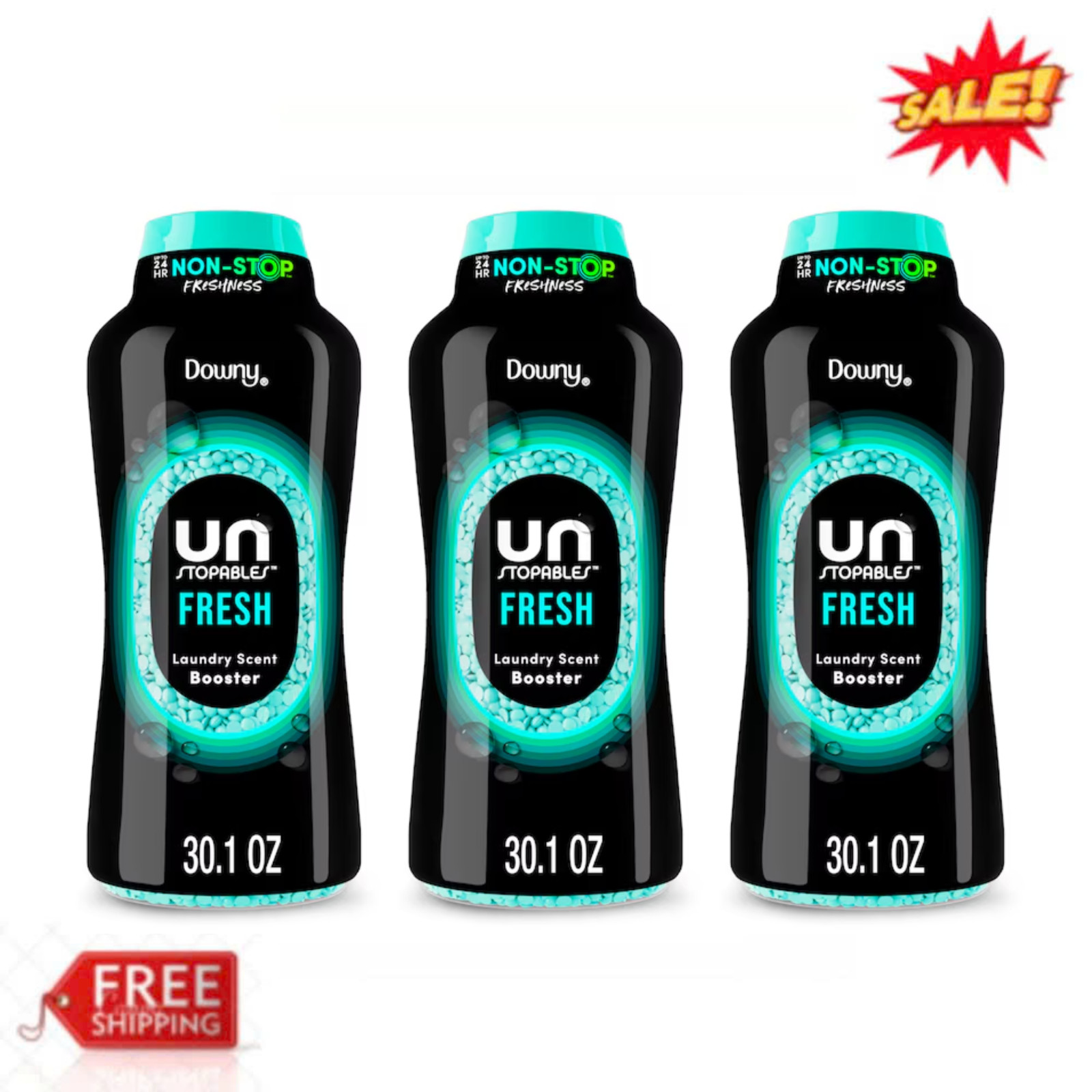 (3 Pack) Downy Unstopables Fresh Laundry Scent Booster Beads 30.1 oz In-Wash