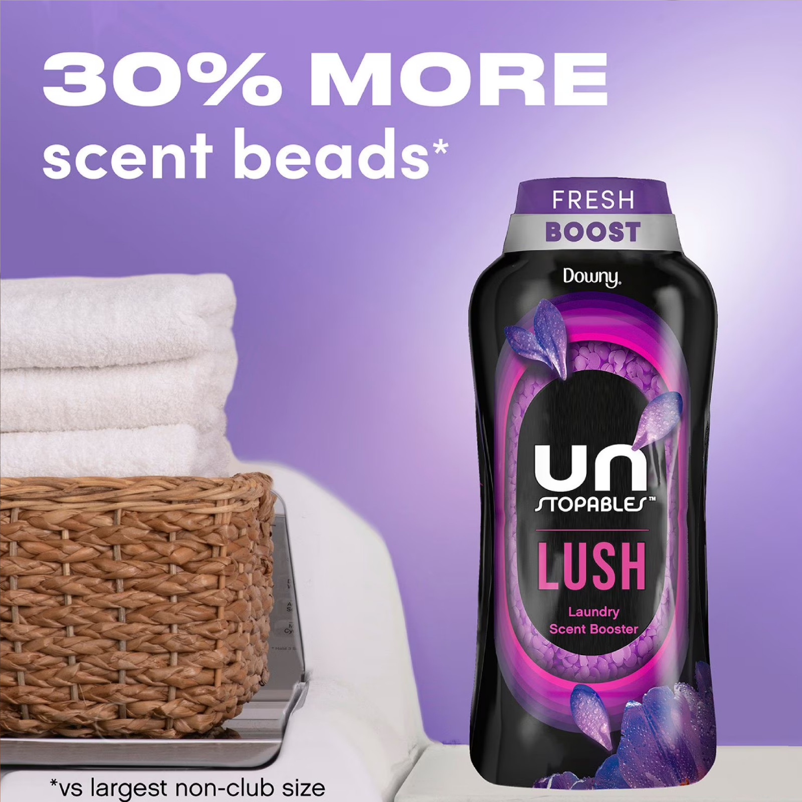 Downy Unstopables In-Wash Laundry Scent Booster Beads, Lush, 39.9 oz