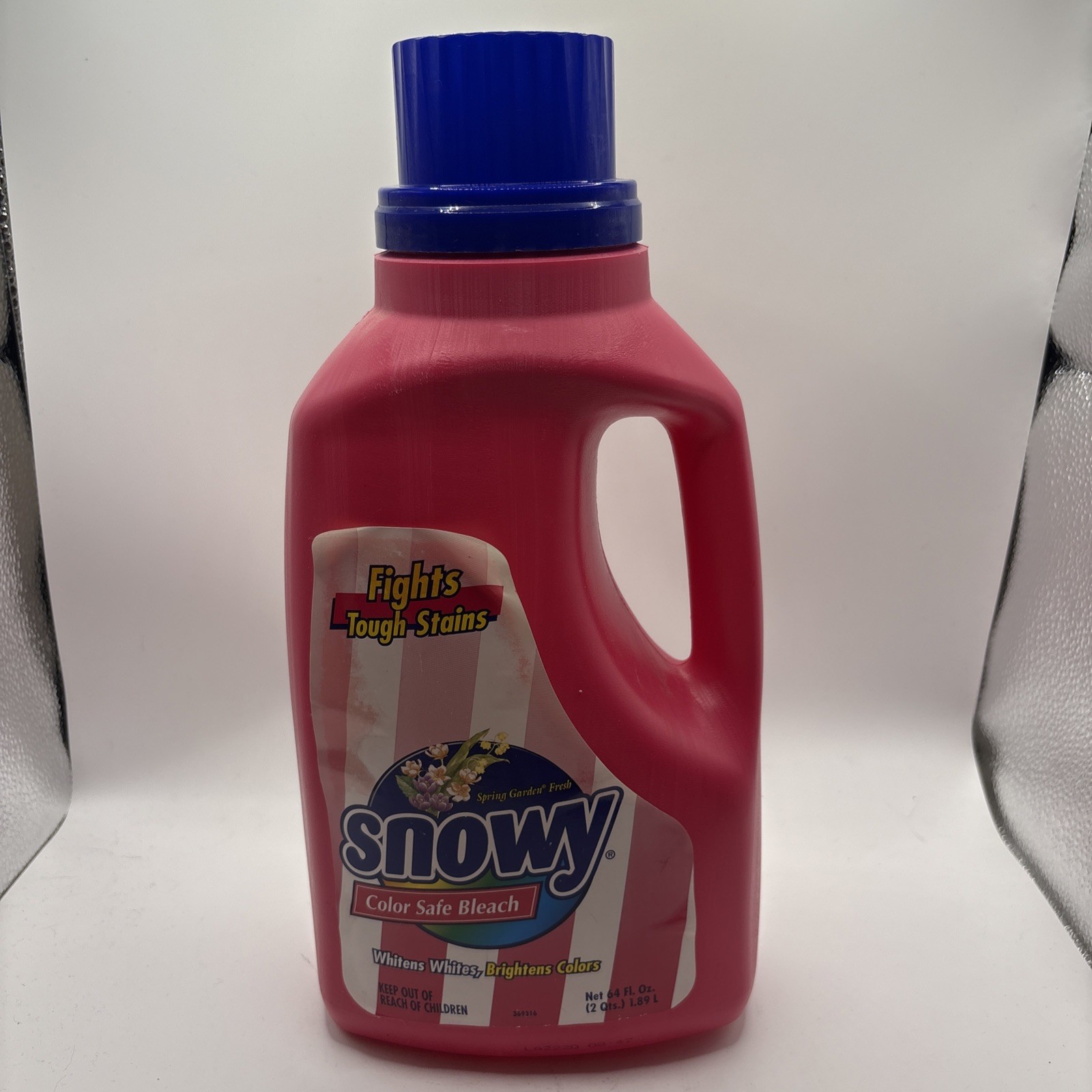 Vtg 2000 Snowy Color Safe Bleach Spring Garden Fresh 64oz Pink Bottle Liquid New