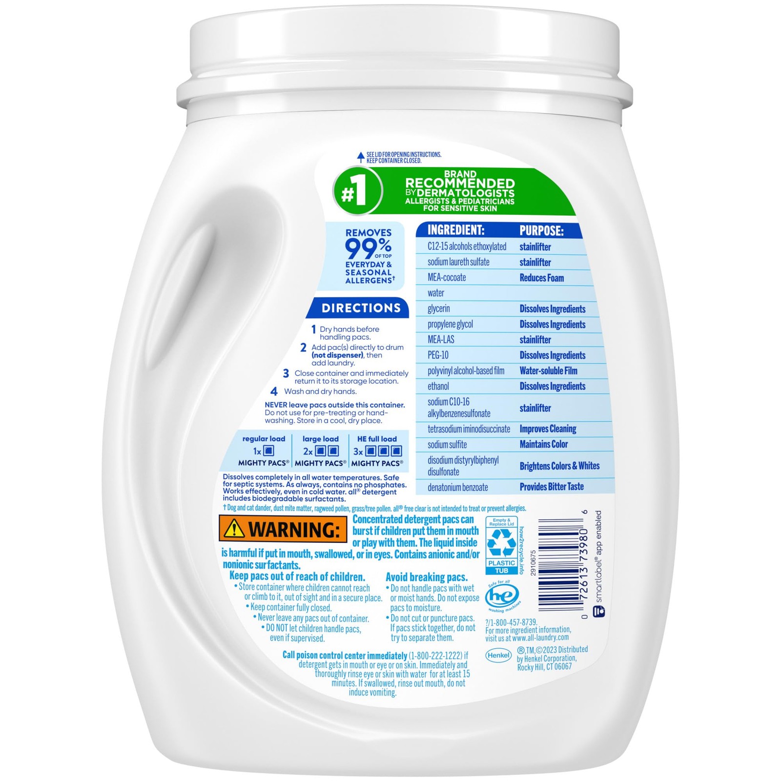 free clear, Original, MIGHTY PACS Laundry Detergent Pacs for Sensitive Skin, …