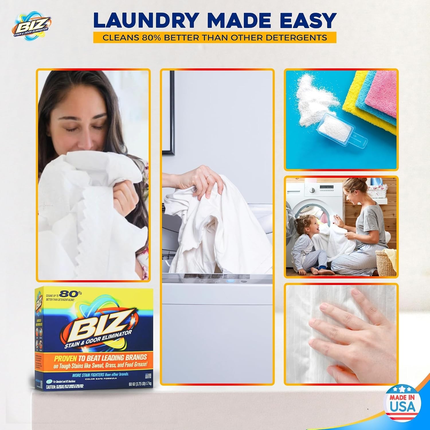 BIZ Laundry Powder Booster 60 oz Pack of 2 Stain Remover HE Safe Chlorine Free
