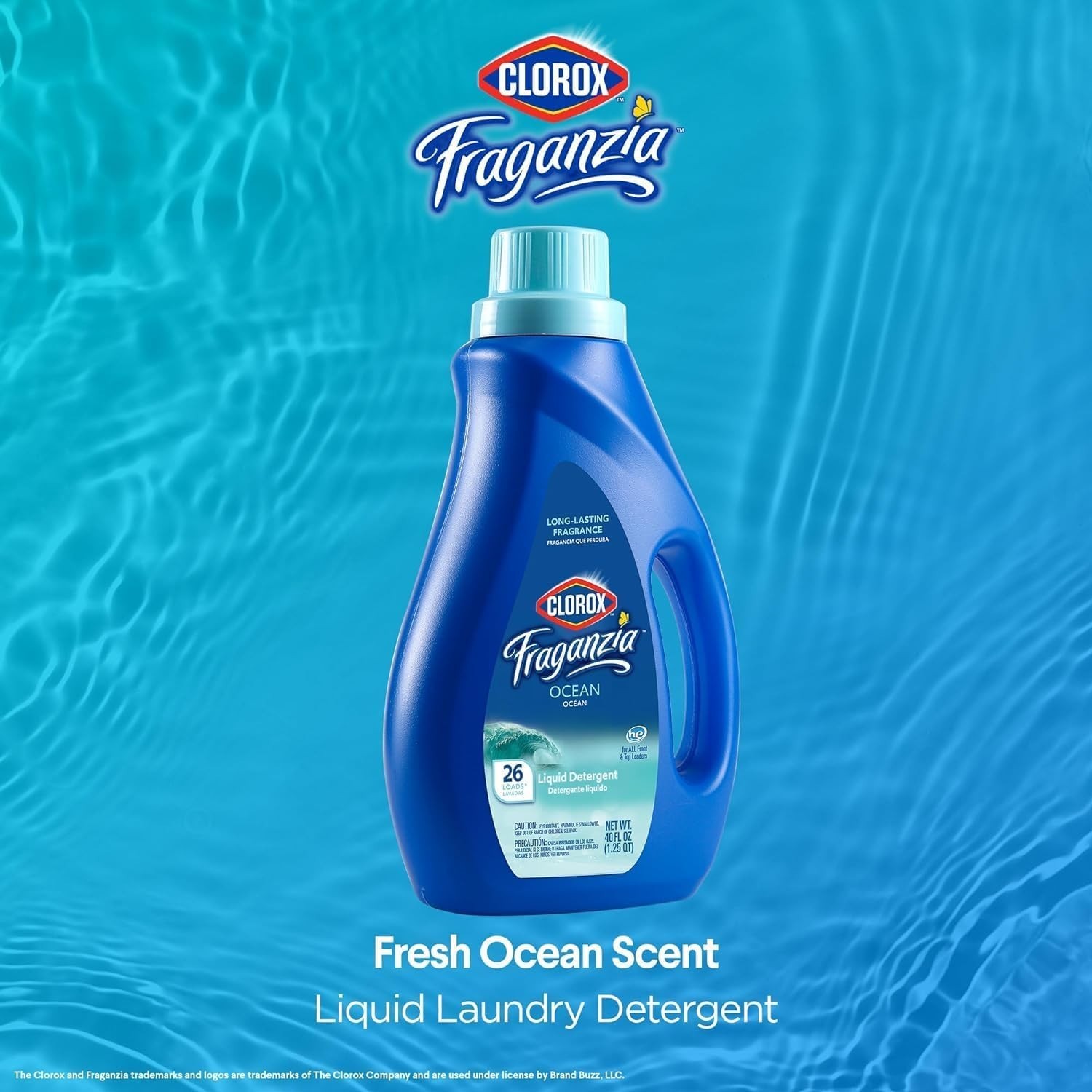 6 Pack Fraganzia Liquid Laundry Detergent – Light Ocean Freshness, HE Compatible