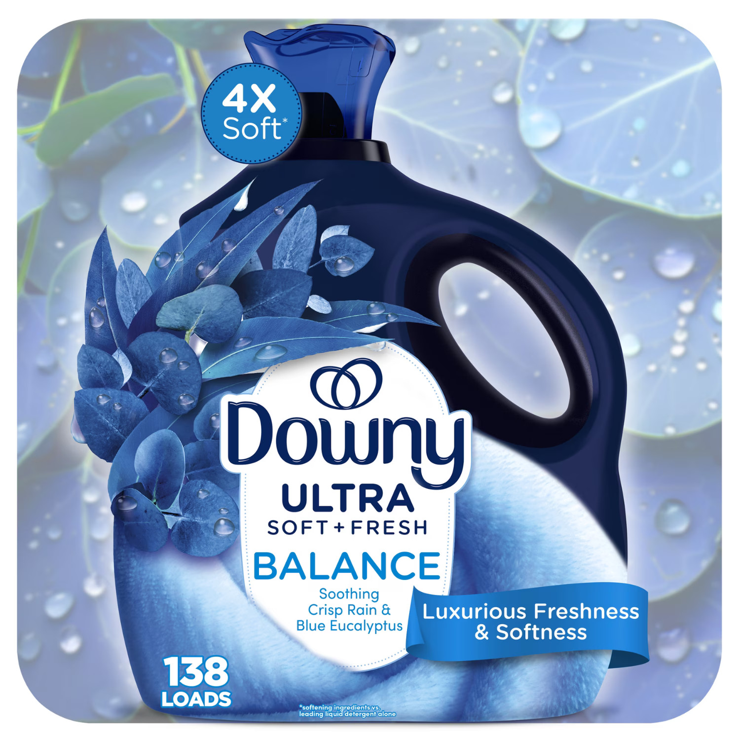 Downy Ultra Soft Balance Fabric Softener Crisp Rain Blue Eucalyptus 93oz, 3 Pack
