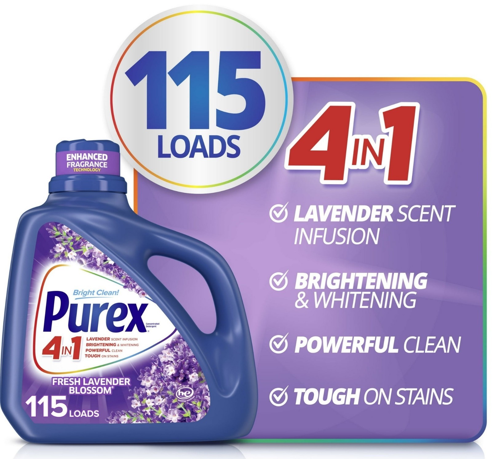 Purex Liquid Laundry Detergent, Lavender Blossom, 150 oz, 115 Loads