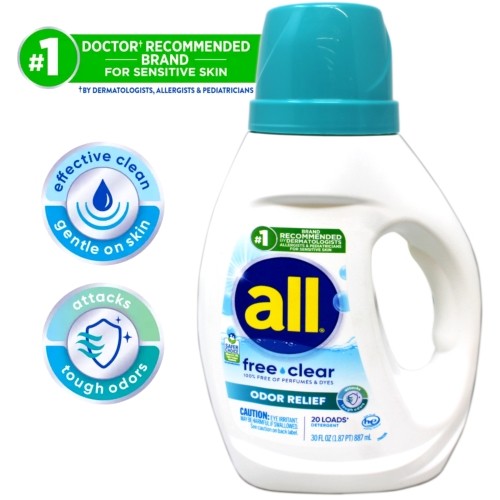 All Free Clear Odor Relief Liquid Laundry Detergent 30 oz 2 Pack