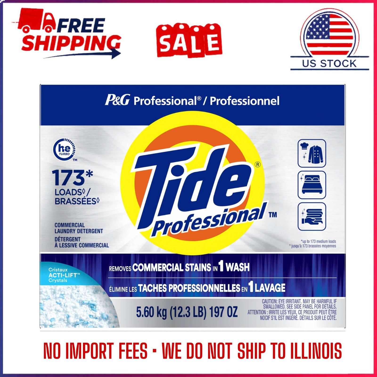 Tide Professional Powder Laundry Detergent Fresh Scent 197 oz Commercial 1 Box