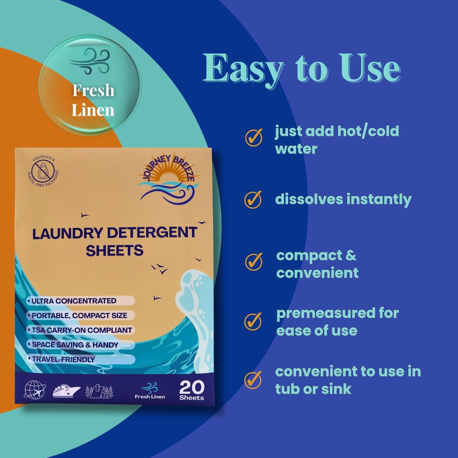 60 Sheets Travel Laundry Detergent, 3 Pack 20 Sheets Each, Portable Washing