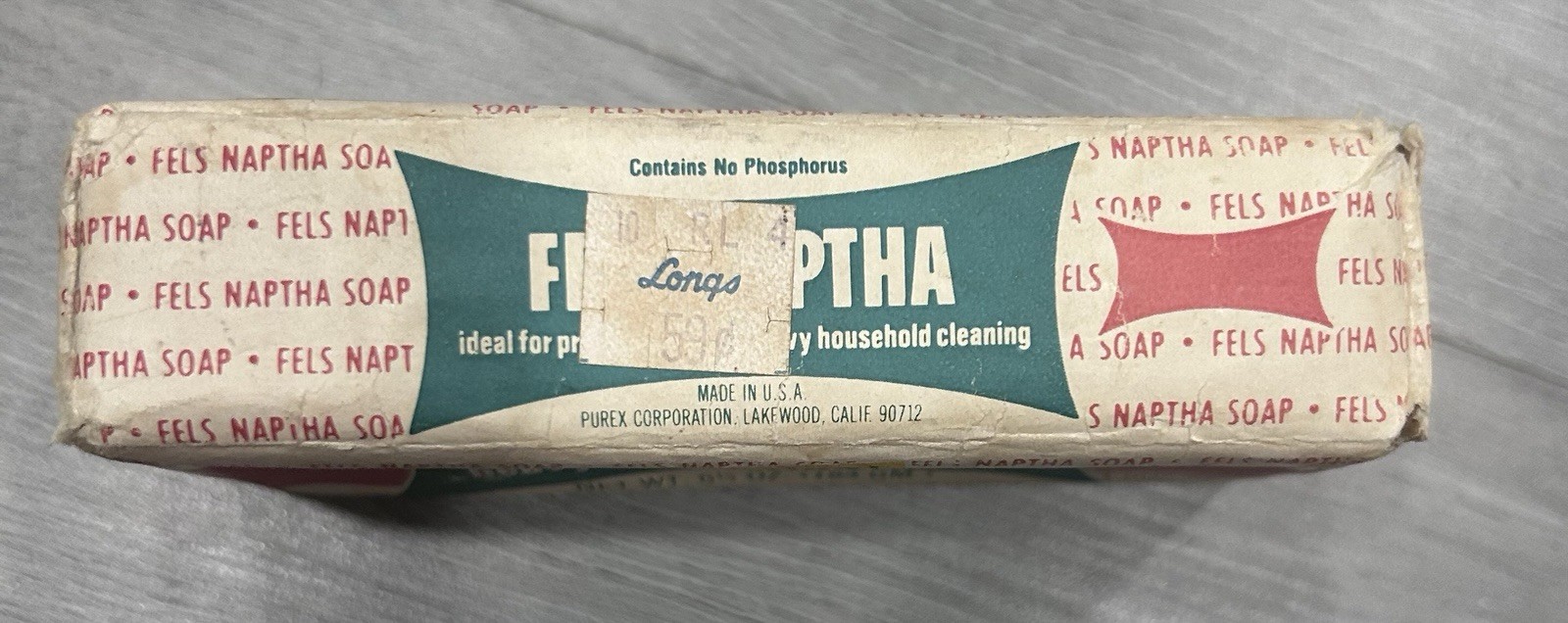 Fels-Naptha Heavy Duty Laundry Bar Soap 6.5 oz Purex Original Packaging VTG