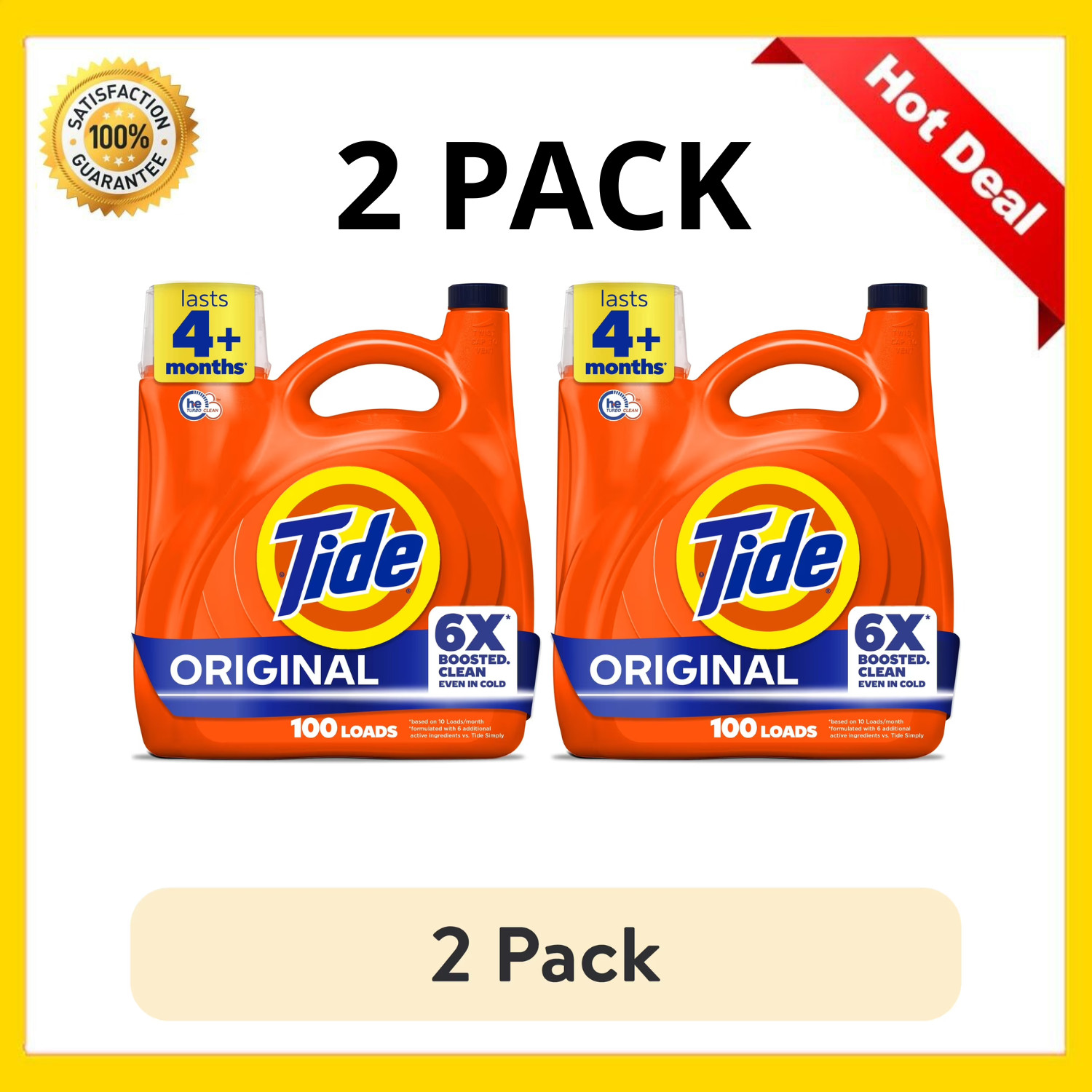 2 Pack Tide Liquid Laundry Detergent Original 125 fl oz 100 Loads HE