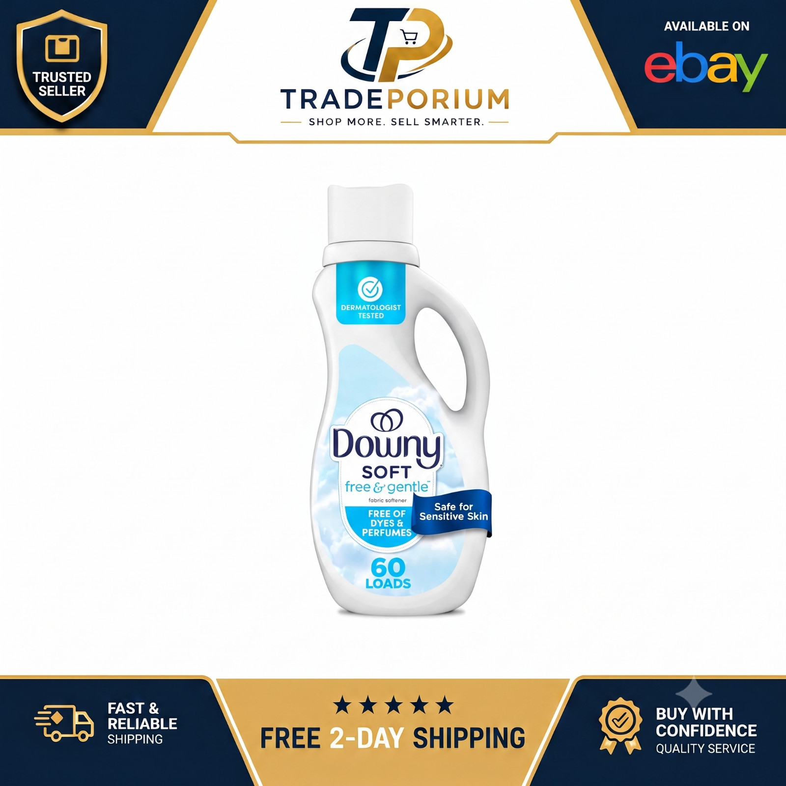 Downy Free & Gentle Fabric Softener (Fabric Conditioner), 44 fl oz, 60 Loads, Hy